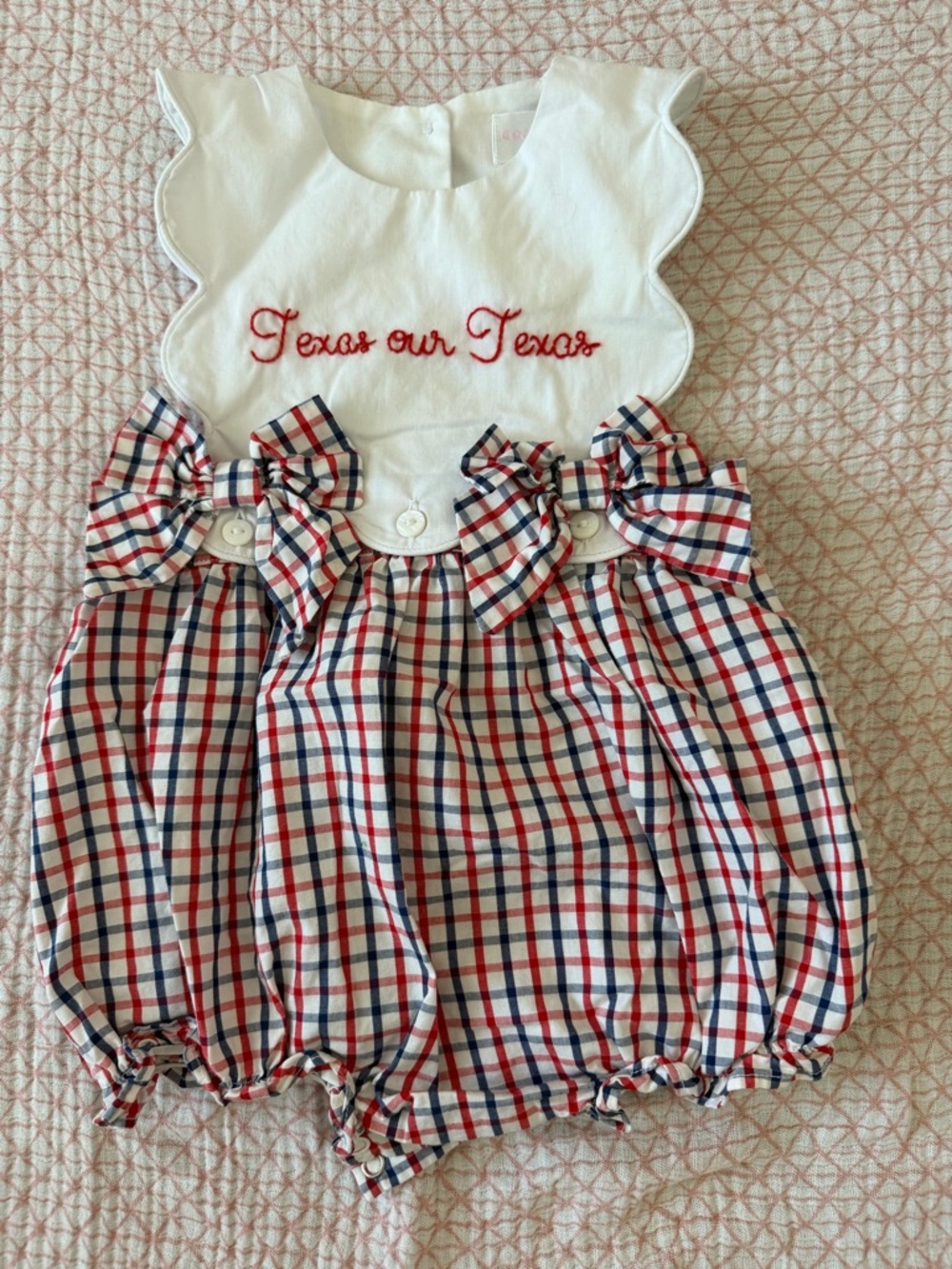 Cecil and Lou Red And Navy "Texas Our Texas" Bow Bubble